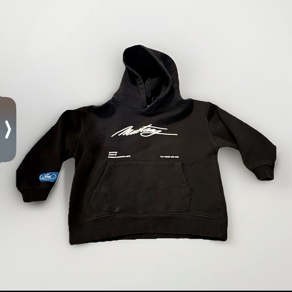 ZARA Boys Ford Mustang Black Hoodie Graphic Pullover Size 8–9
